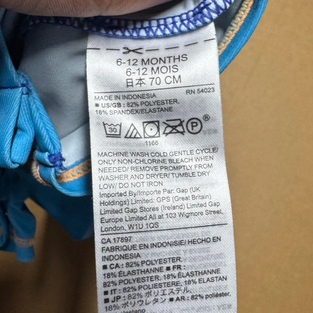 GAP Baby Swimsuit One Piece Rashguard Short Sleeve and Shark Hat